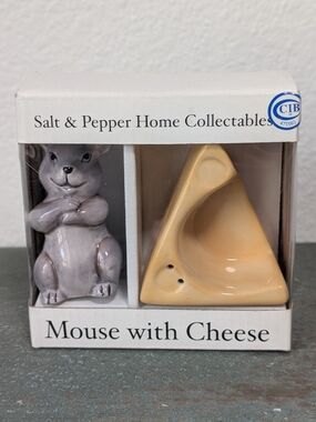 New in Box Home Essentials and Beyond Mouse With Cheese Salt and Pepper Shakers